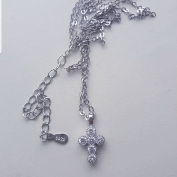 .925 Sterling Silver OR Yellow Small Cross Necklac - Picture 2 of 8